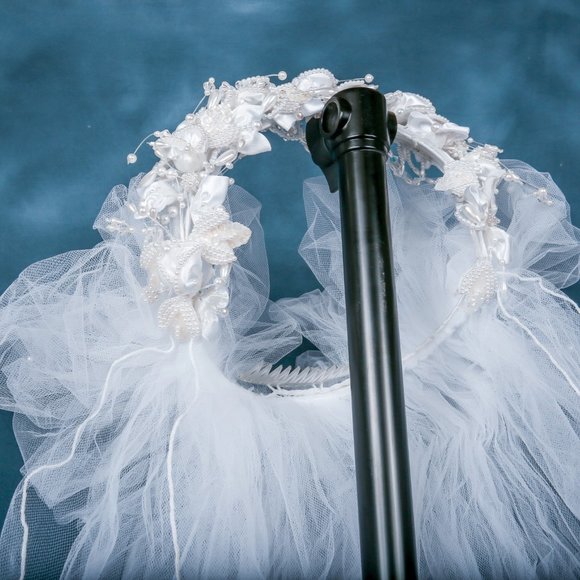 Vintage Wedding Dress + Vail  Mermaid White 4 - Picture 16 of 16